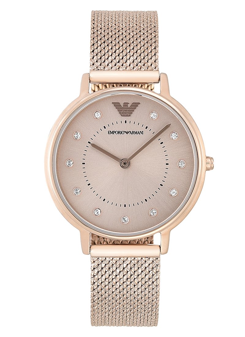 Emporio Armani Kappa Quartz Pink Dial Pink Mesh Bracelet Watch For Women - AR11129