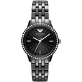 Emporio Armani Ceramica Black Dial with Crystals Black Ceramic Strap Watch For Women - AR1478