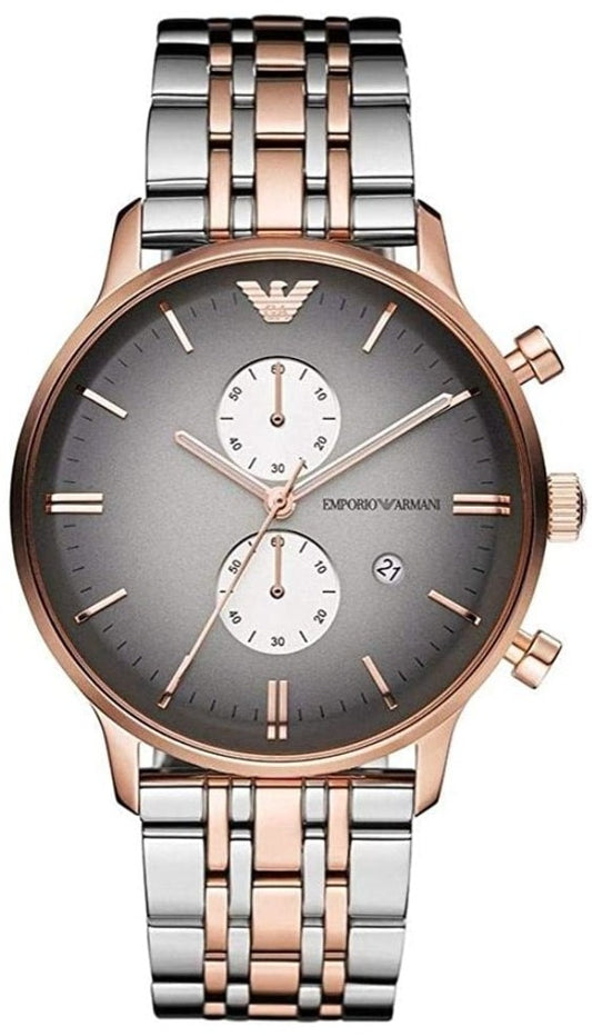 Emporio Armani Gianni Chronograph Grey Dial Two Tone Stainless Steel Watch For Men - AR1721