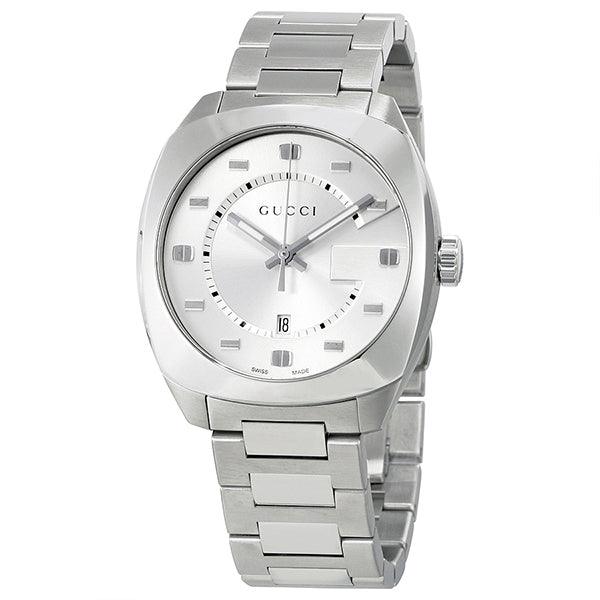 Gucci GG2570 Quartz Silver Dial Silver Steel Strap Watch For Men - YA142308