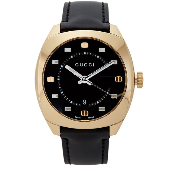 Gucci GG2570 Quartz Black Dial Black Leather Strap Watch For Men - YA142310