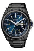 Citizen Eco Drive Blue Dial Black Stainless Steel Watch For Men - AW0024-58LB