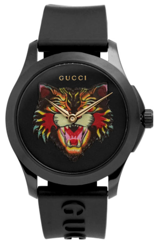 Gucci G Timeless Black Dial with Feline Motif Unisex Watch - YA1264021