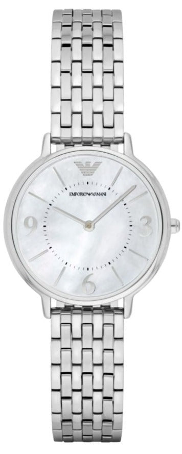 Emporio Armani Kappa Mother of Pearl Dial Silver Steel Strap Watch For Women - AR2507