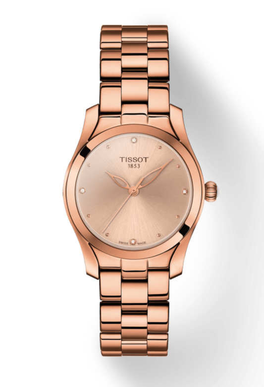Tissot T Wave Rose Gold Dial Watch For Women - T112.210.33.456.00