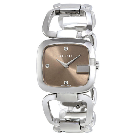 Gucci G Gucci Quartz Brown Dial Silver Steel Strap Watch For Women - YA125401