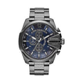 Diesel Mega Chief Chronograph Blue Dial Black Stainless Steel Watch For Men - DZ4329