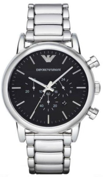 Emporio Armani Luigi Chronograph Black Dial Silver Steel Strap Watch For Men - AR1894