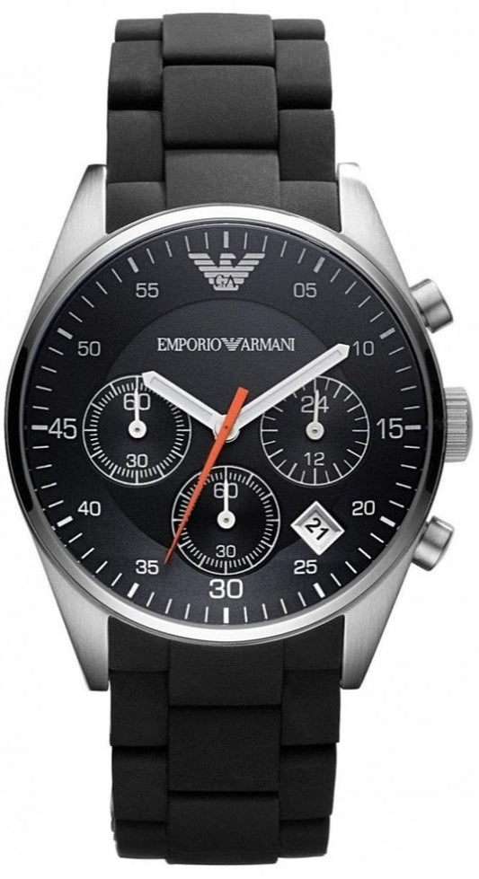 Emporio Armani Sportivo Chronograph Black Dial Black Strap Watch For Men - AR5858