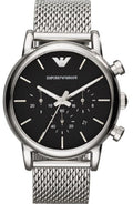 Emporio Armani Luigi Chronograph Black Dial Silver Mesh Bracelet Watch For Men - AR1811