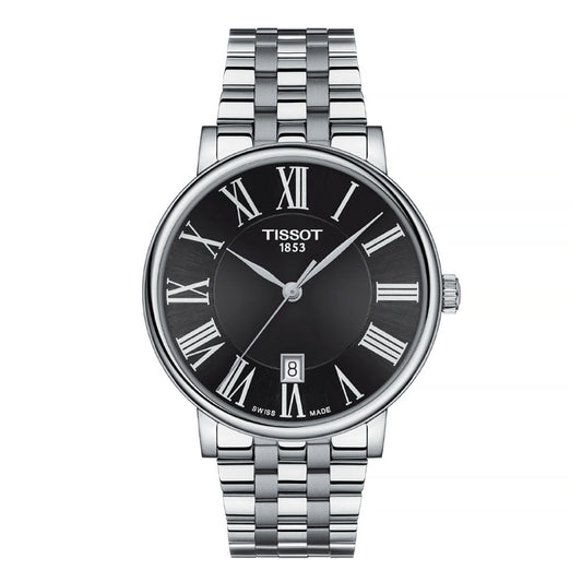 Tissot Carson Premium Quartz Black Dial Stainless Steel Strap Watch For Men - T122.410.11.053.00