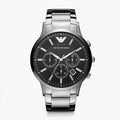 Emporio Armani Sportivo Chronograph Black Dial Silver Steel Strap Watch For Men - AR2460