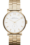 Marc Jacobs Baker White Dial Gold Stainless Steel Strap Watch for Women - MBM3243