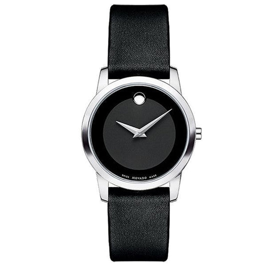 Movado Museum Classic Black Dial Leather Strap 28mm Watch For Women - 0606503