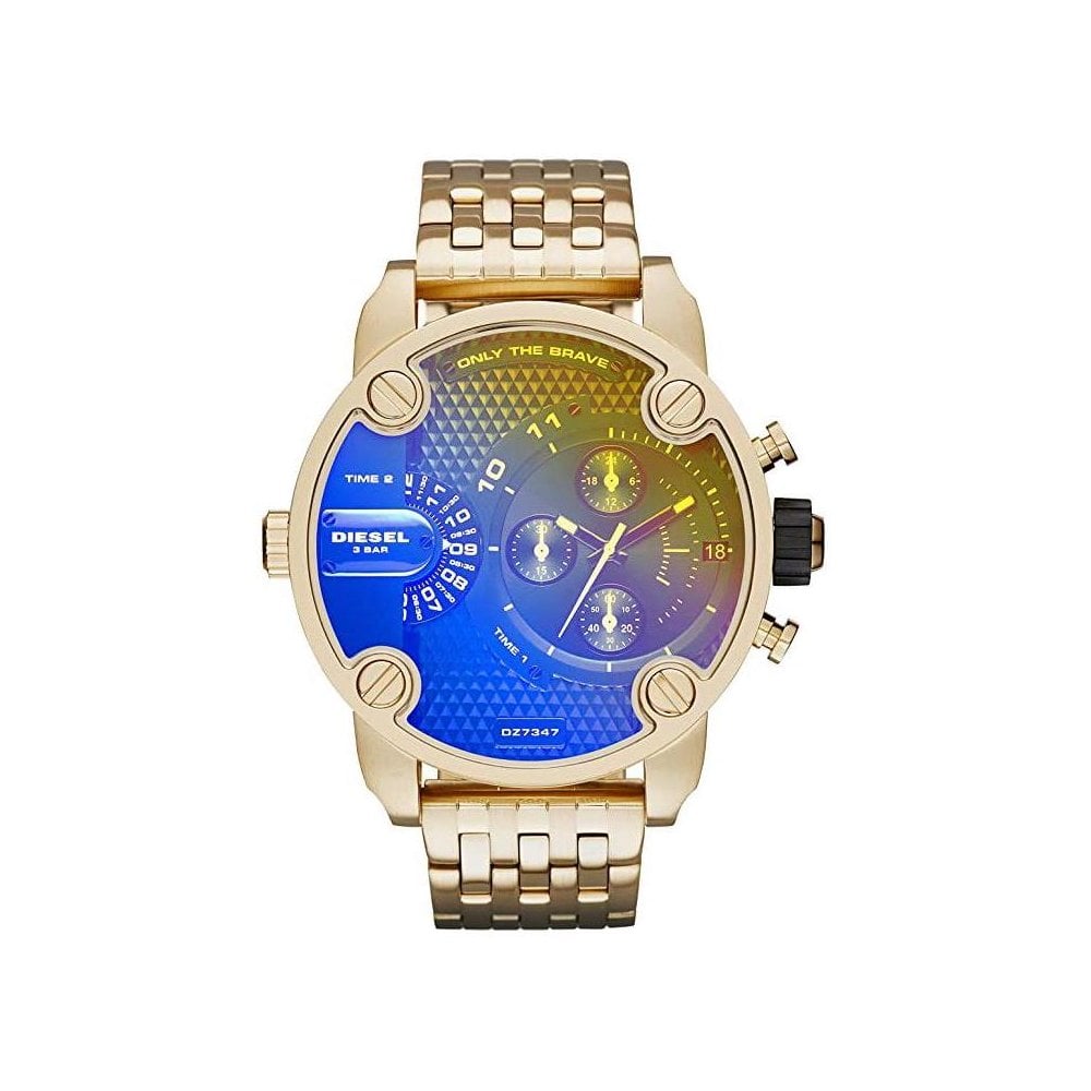 Diesel Mr Daddy Blue Dial Gold Stainless Steel Watch For Men - DZ7347