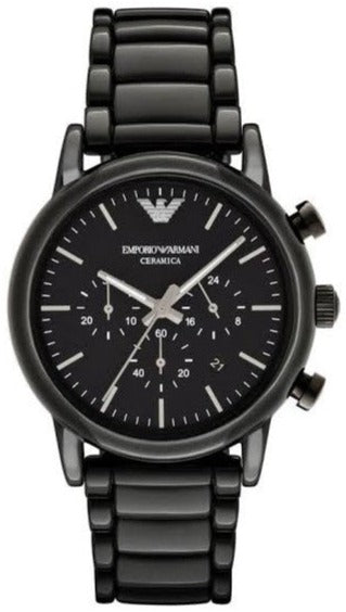 Emporio Armani Luigi Chronograph Black Dial Black Steel Strap Watch For Men - AR1507