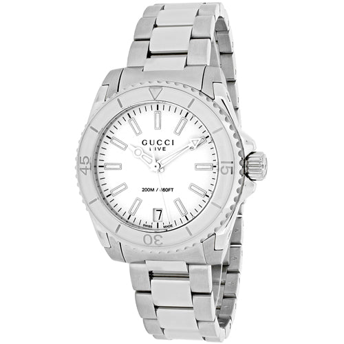 Gucci Dive Quartz White Dial Stainless Steel Unisex Watch - YA136402