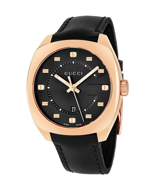 Gucci GG2570 Stainless Steel Gold Tone Black Dial Quartz Watch For Men - YA142309