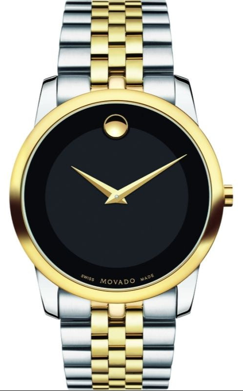 Movado Museum Classic Black Dial Two Tone Steel Strap Watch For Women - 0606605