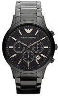 Emporio Armani Ceramica Chronograph Black Dial Black Steel Strap Watch For Men - AR1451