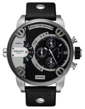 Diesel Little Daddy Black Dial Black Leather Strap Watch For Men - DZ7256