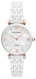 Emporio Armani Ceramica Mother of Pearl Dial White Ceramic Strap Watch For Women - AR1486