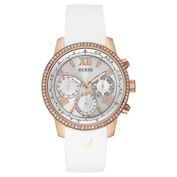 Guess Sport White Dial White Rubber Strap Watch For Women - W0616L1