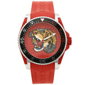 Gucci Dive Red Dial Red Emroidered Tiger Rubber Watch For Men - YA136315