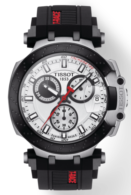 Tissot T Race Chronograph White Dial Black Silicon Strap Watch For Men - T115.417.27.011.00