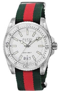 Gucci Dive Quartz White Dial Two Tone Nylon Strap Watch For Men - YA136207