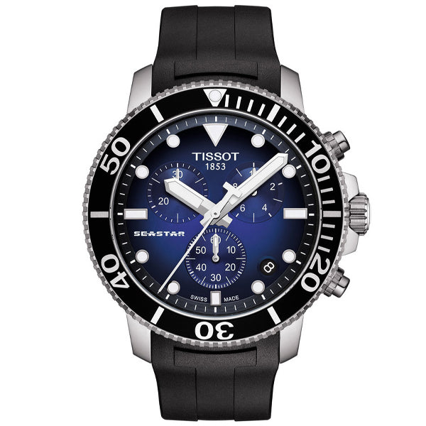 Tissot Seastar 1000 Chronograph Blue Dial Black Rubber Strap Watch For Men - T120.417.17.041.00