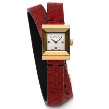 Gucci G Frame Red Leather Strap Watch For Women - YA128524