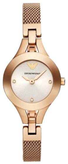 Emporio Armani Chiara Silver Dial Rose Gold Steel Strap Watch For Women - AR7362