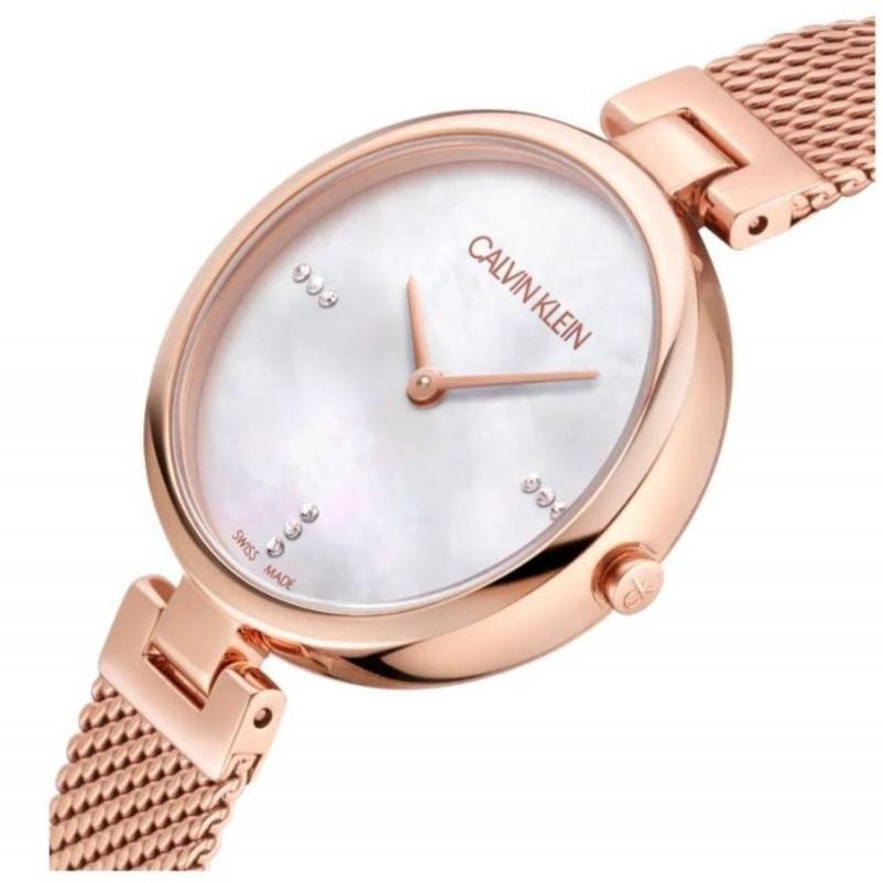 Calvin Klein Authentic Mother of Pearl Dial Rose Gold Mesh Bracelet Watch for Women - K8G2362G