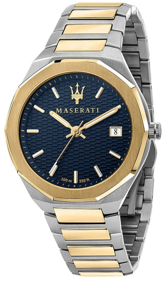 Maserati Stile Black Dial Two Tone Stainless Steel Watch For Men - R8853142008