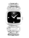 Gucci G Diamond Quartz Black Dial Silver Steel Strap Watch For Women - YA125509