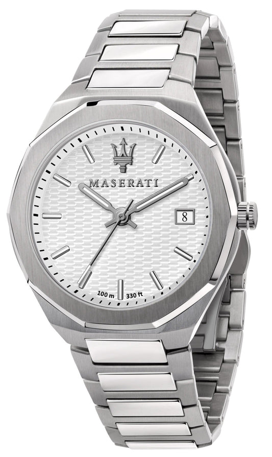 Maserati Stile 3H White Dial Stainless Steel Watch For Men - R8853142005