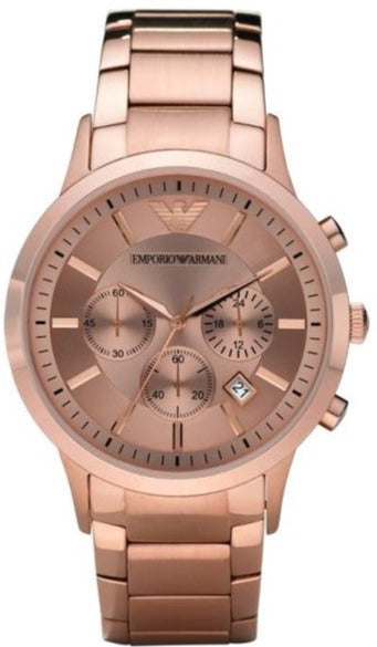 Emporio Armani Classic Chronograph Rose Gold Dial Rose Gold Steel Strap Watch For Men - AR2452