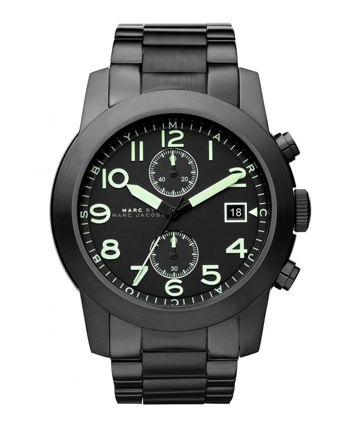 Marc Jacobs Larry Black Chronograph Dial Black Stainless Steel Strap Watch for Men - MBM5032