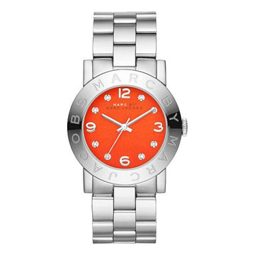 Marc Jacobs Marc Amy Red Dial Silver Stainless Steel Strap Watch for Women - MBM3302