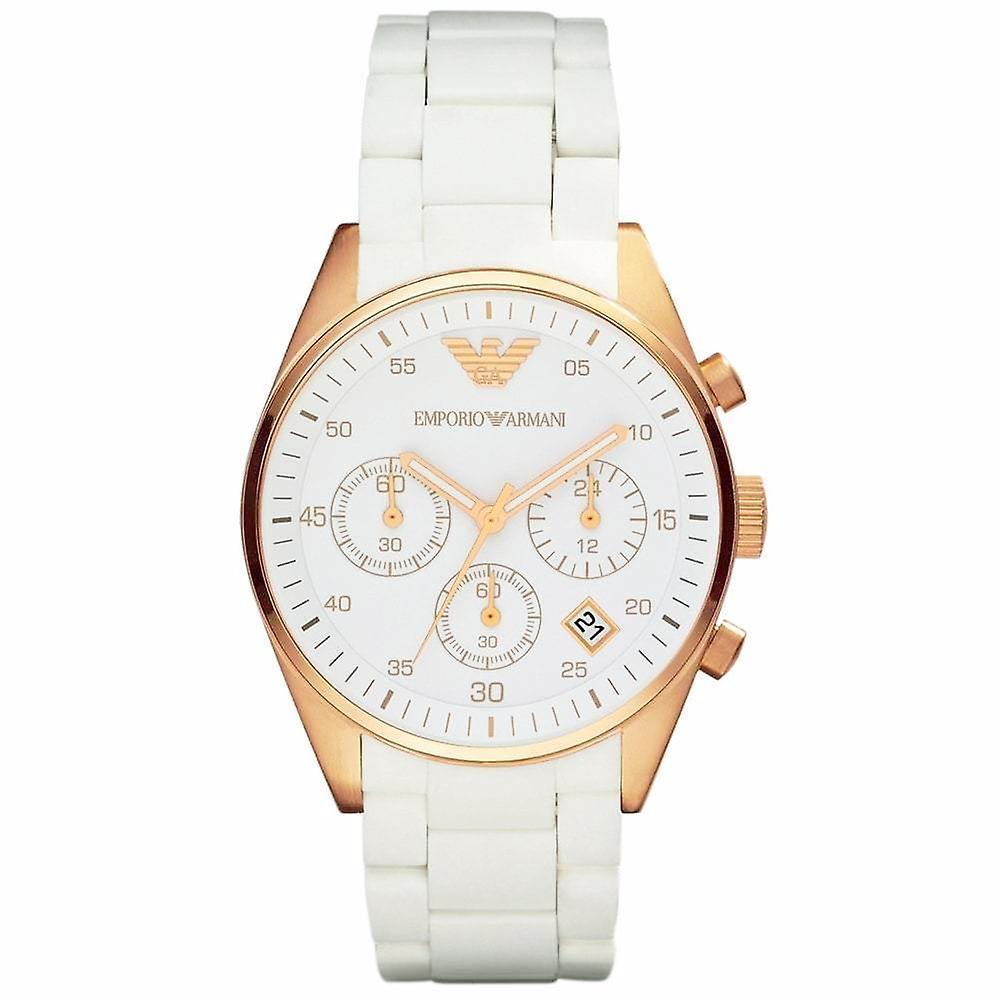 Emporio Armani Sportivo Silver Dial White Silicone Strap Watch For Women - AR5920