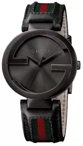 Gucci Interlocking XL Analog Black Dial Two Tone Nylon Strap Watch For Men - YA133206