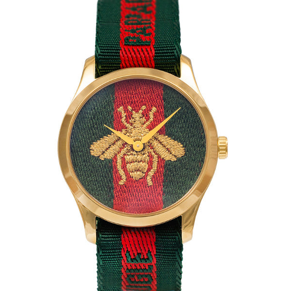 Gucci Le Marche des Merveilles Bee Motif Two Tone Dial Two Tone NATO Strap Unisex Watch - YA126487