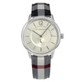 Burberry The Classic Silver Dial Horseferry Black Leather Strap Watch for Men - BU10002