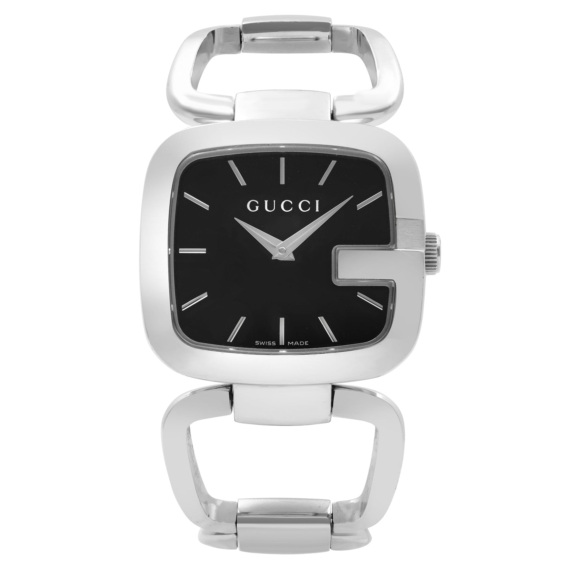 Gucci G-Gucci 125 Black Dial Silver Steel Strap Watch For Women - YA125407