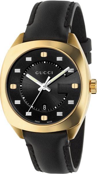 Gucci GG2570 Black Dial Black Leather Strap Watch For Women - YA142408