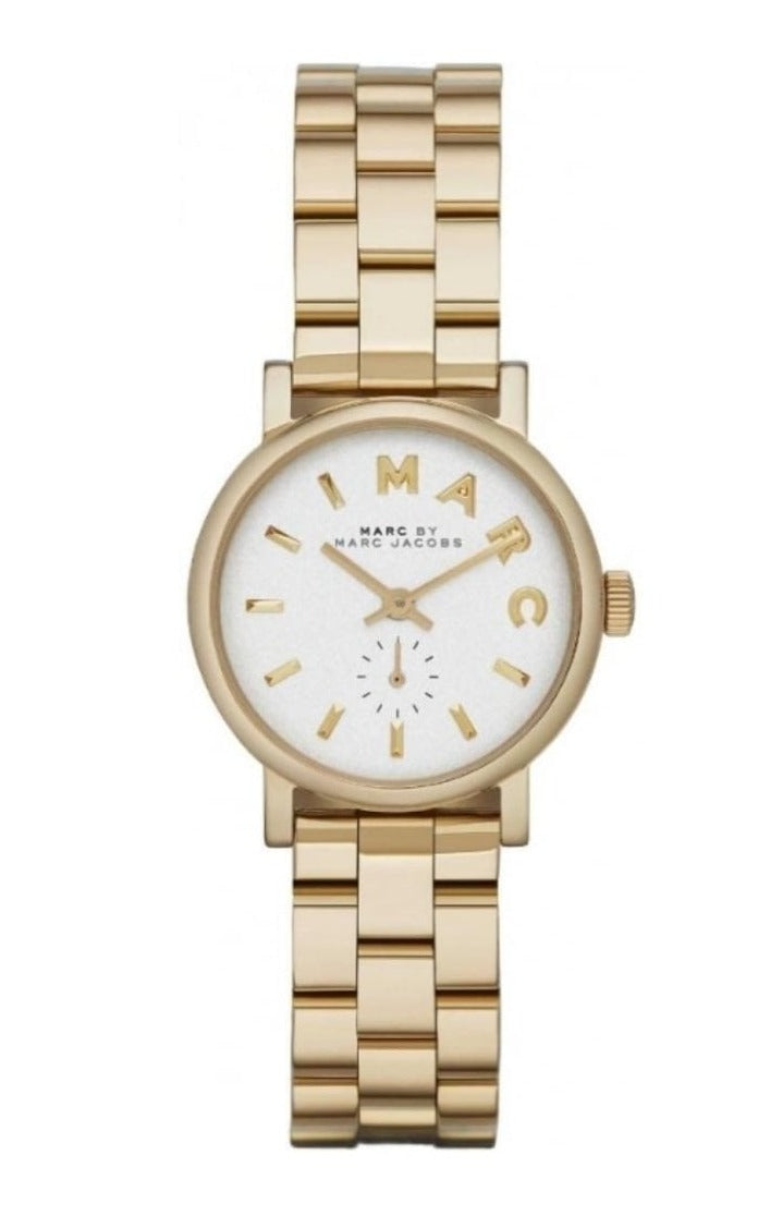 Marc Jacobs Baker White Dial Gold Stainless Steel Watch for Women - MBM3247