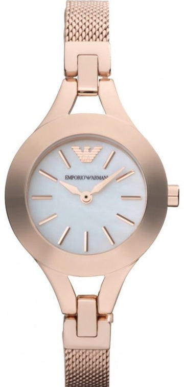 Emporio Armani Chiara Analog White Dial Rose Gold Steel Strap Watch For Women - AR7329