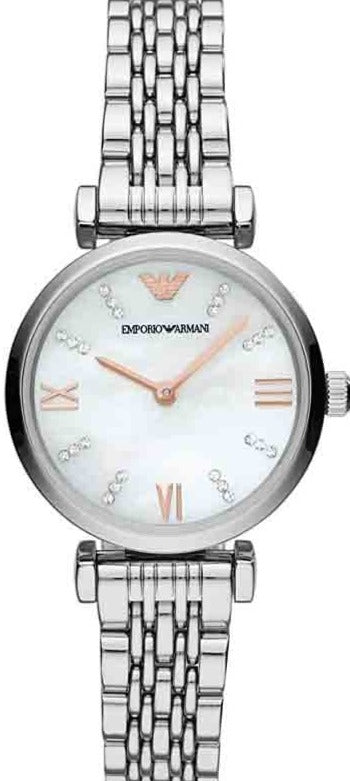 Emporio Armani Donna Mother of Pearl Dial Silver Steel Strap Watch For Women - AR11204