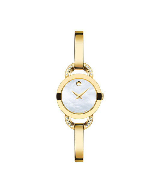 Movado Rondiro 22mm Gold Tone Mother of Pearl Dial Watch For Women - 0606889
